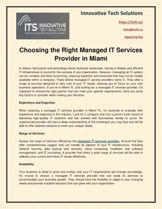 Choosing the Right Managed IT Services Provider in Miami