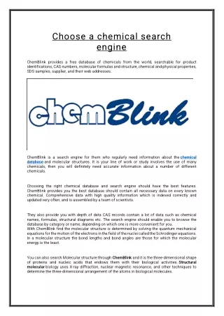 Choose a chemical search engine