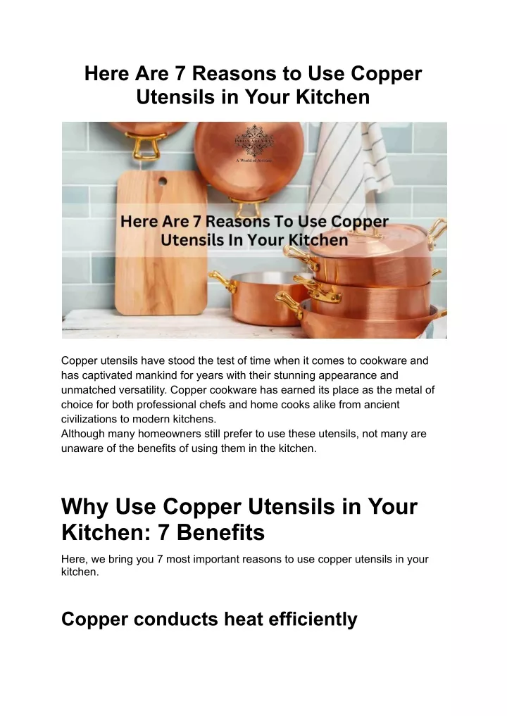 here are 7 reasons to use copper utensils in your