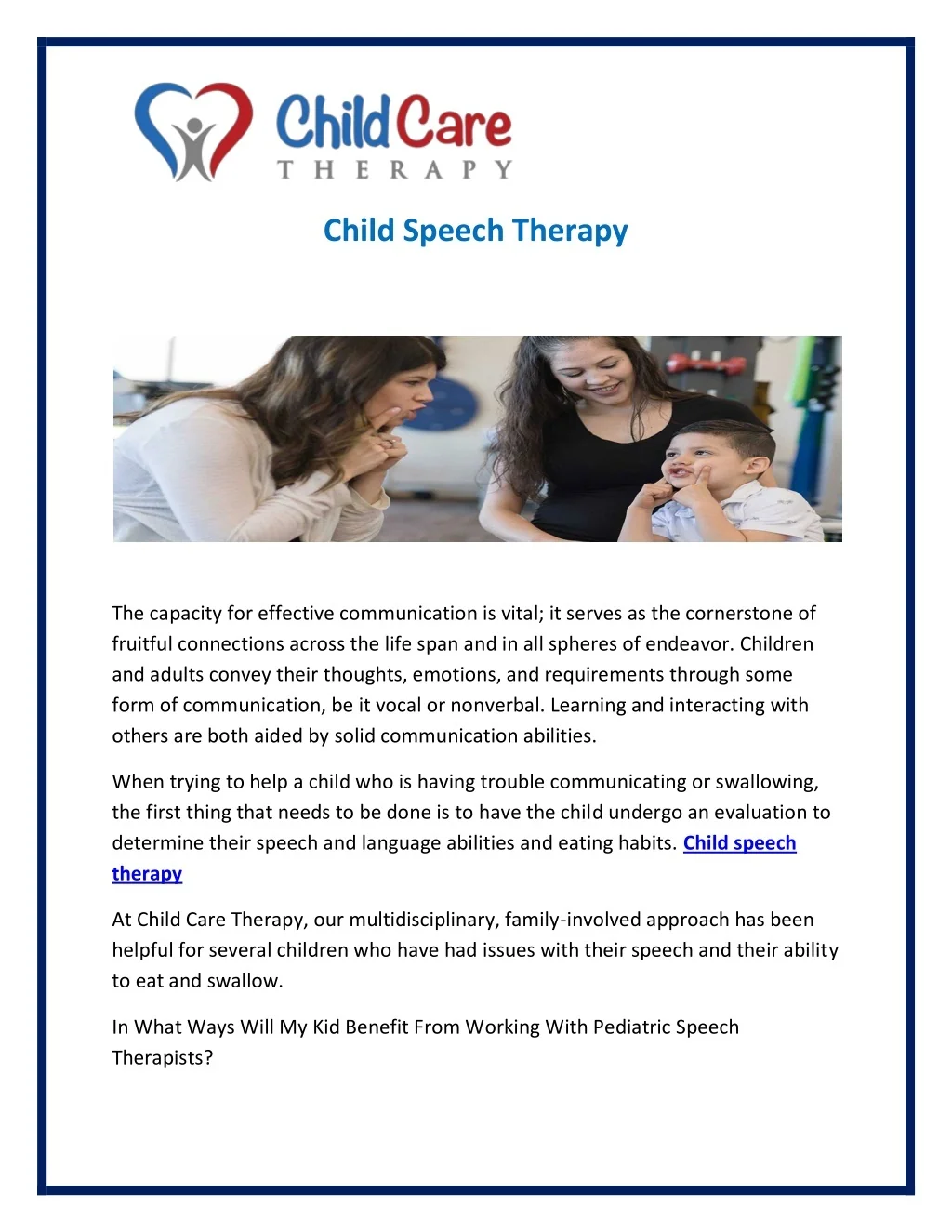 PPT - Child Speech Therapy PowerPoint Presentation, free download - ID ...