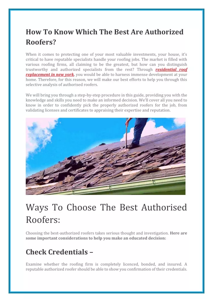how to know which the best are authorized roofers