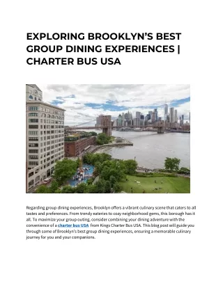 EXPLORING BROOKLYN’S BEST GROUP DINING EXPERIENCES  CHARTER