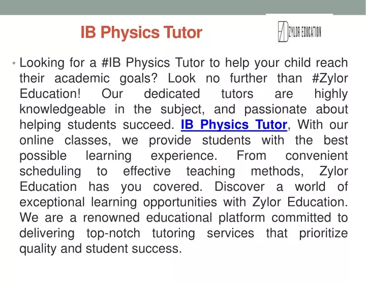 ib physics tutor
