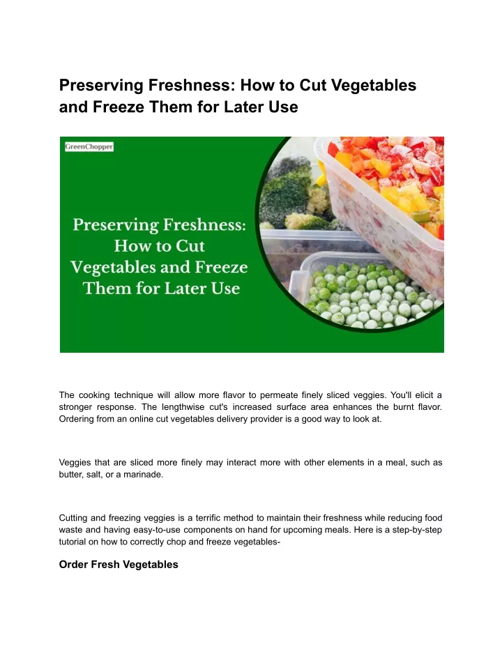 preserving freshness how to cut vegetables