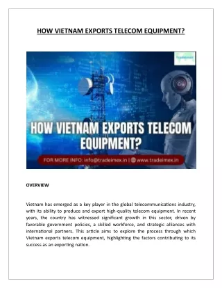 HOW VIETNAM EXPORTS TELECOM EQUIPMENT?