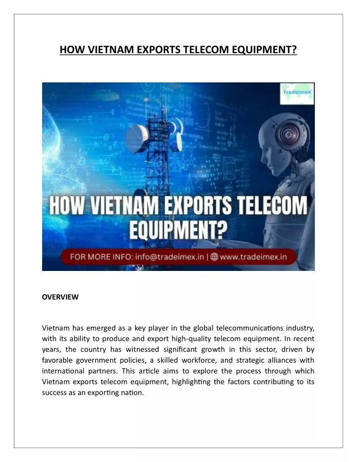 how vietnam exports telecom equipment