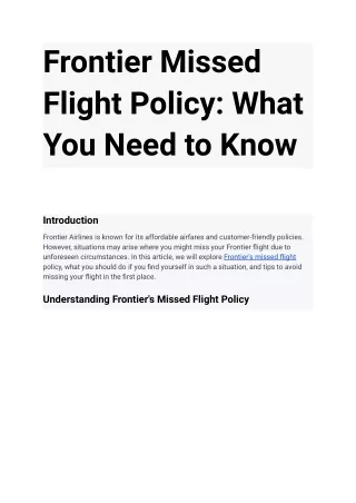 Frontier Missed Flight Policy_ What You Need to Know