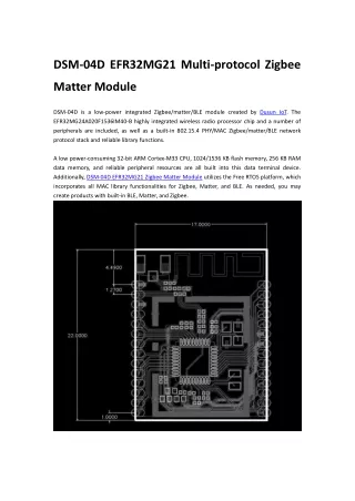 DSM-04D EFR32MG21 Multi-protocol Zigbee Matter Module