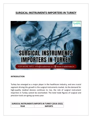SURGICAL INSTRUMENTS IMPORTERS IN TURKEY