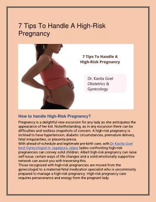 7 Tips To Handle A High-Risk Pregnancy