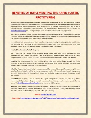 benefits of implementing the rapid plastic