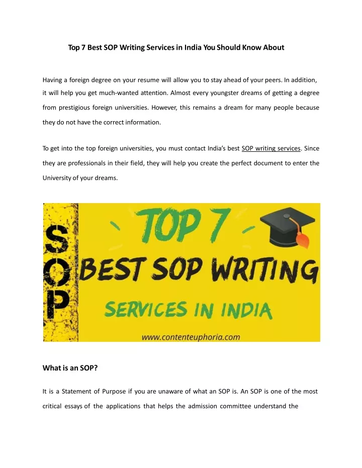top 7 best sop writing services in india