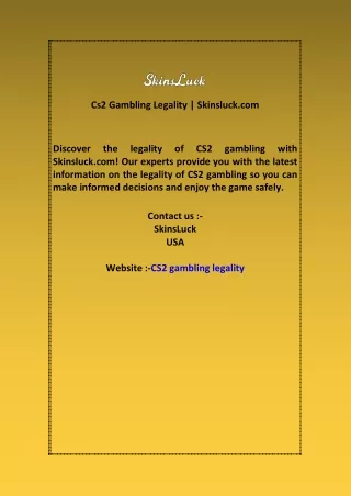 Cs2 Gambling Legality  Skinsluck com