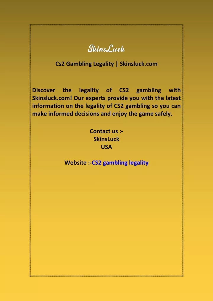 cs2 gambling legality skinsluck com