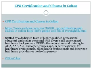 CPR Certification and Classes in Colton
