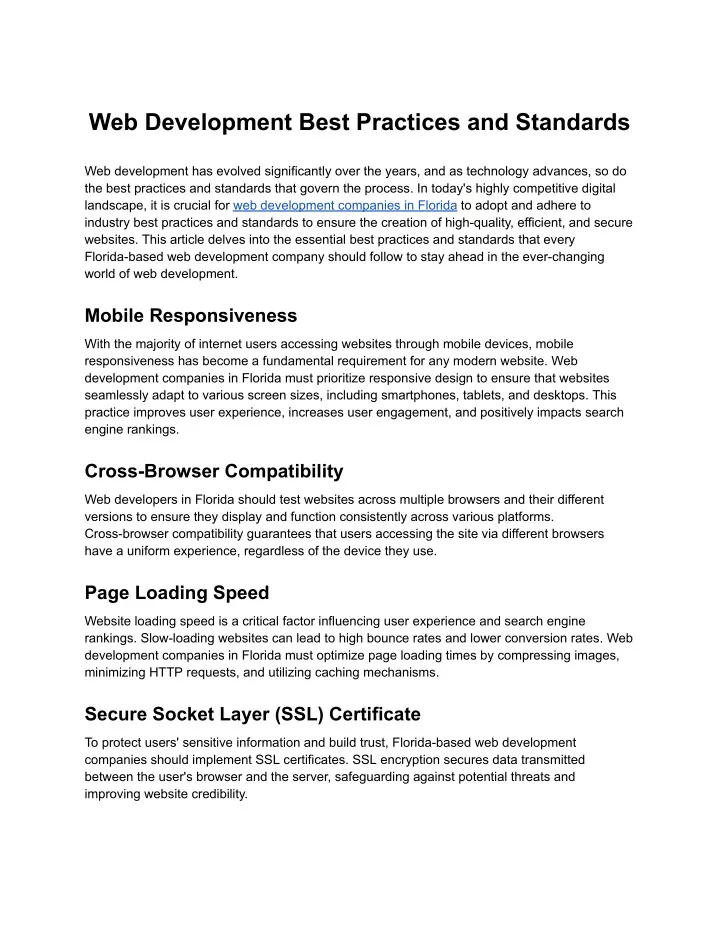 web development best practices and standards