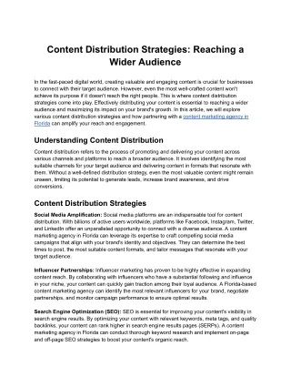content distribution strategies reaching a wider