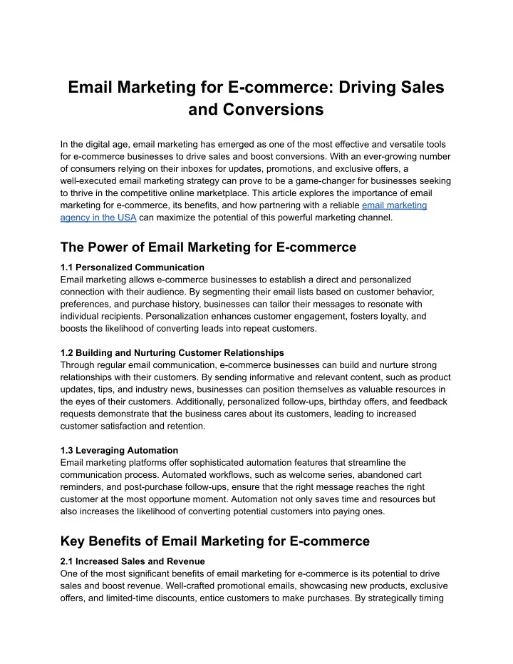 email marketing for e commerce driving sales