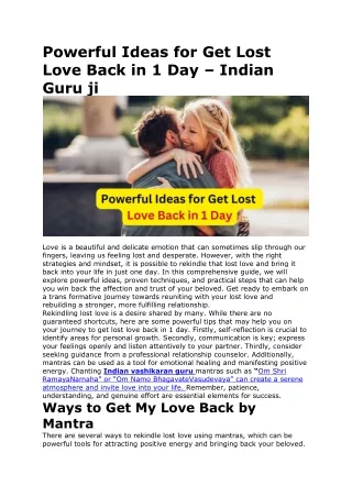 powerful ideas for get lost love back