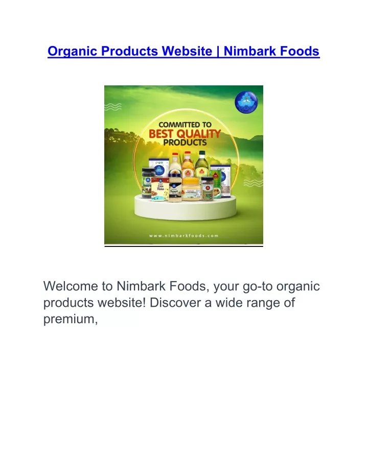 organic products website nimbark foods