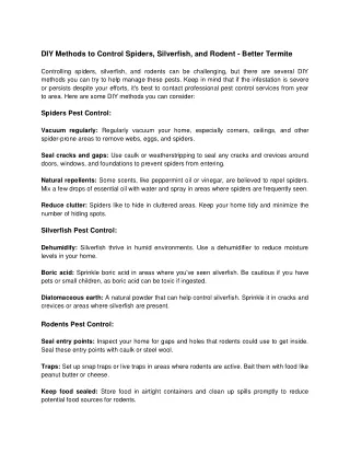diy methods to control spiders silverfish