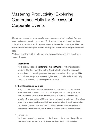 mastering productivity exploring conference halls