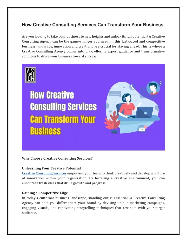 how creative consulting services can transform