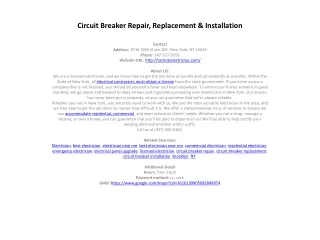 Circuit Breaker Repair, Replacement & Installation