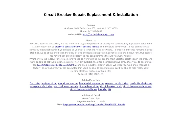 circuit breaker repair replacement installation