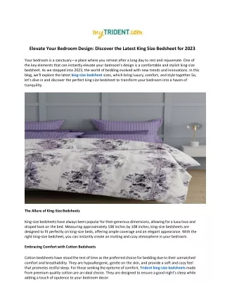 Elevate Your Bedroom Design Discover the Latest King Size Bedsheet for 2023