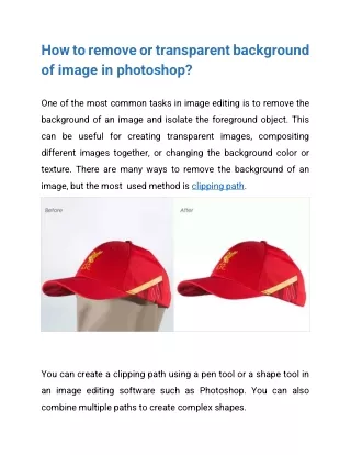 How to remove or transparent background of image in photoshop