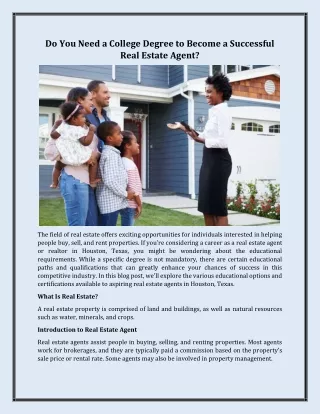Do You Need a College Degree to Become a Successful Real Estate Agent