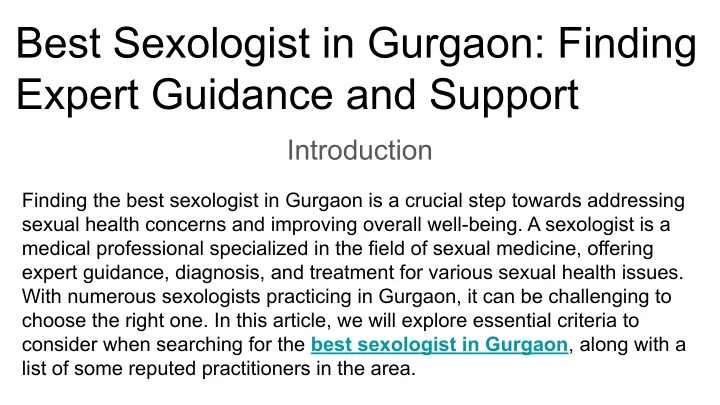 best sexologist in gurgaon finding expert