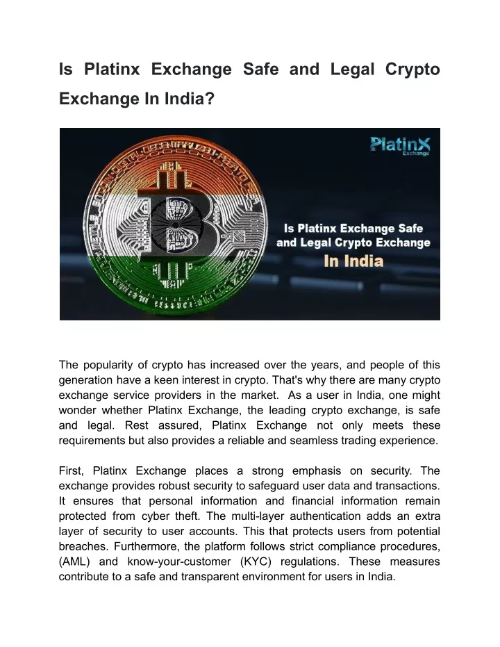 is platinx exchange safe and legal crypto