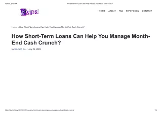 Tips to Manage Month-End Cash Crunch with short term loans | Dpal.in