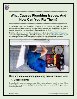 What Causes Plumbing Issues And How Can You Fix Them