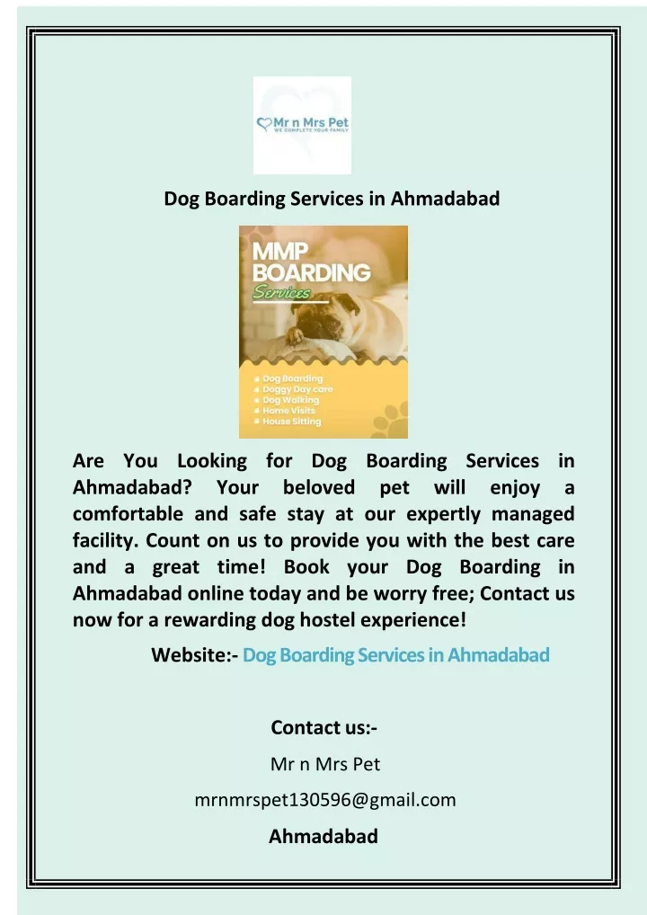 dog boarding services in ahmadabad