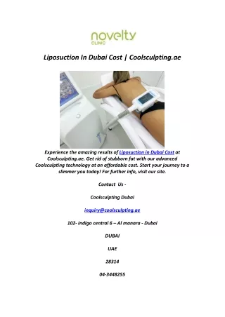 Liposuction In Dubai Cost | Coolsculpting.ae