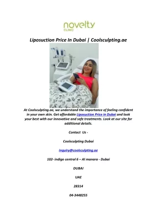 Liposuction Price In Dubai | Coolsculpting.ae