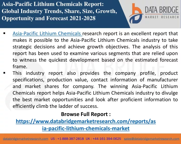 asia pacific lithium chemicals report global