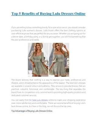 Top 5 Benefits of Buying Lulu Dresses Online