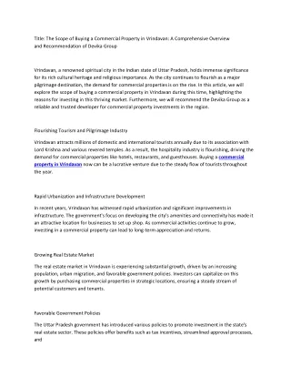 title the scope of buying a commercial property