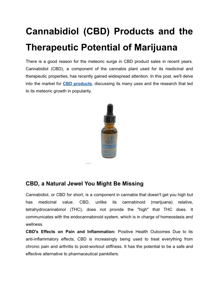 cannabidiol cbd products and the