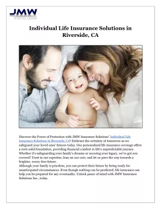 Individual Life Insurance Solutions in Riverside, CA