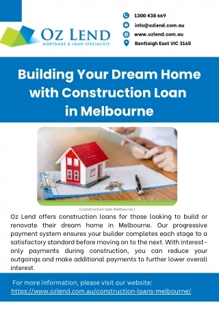 Building Your Dream Home with Construction Loan in Melbourne
