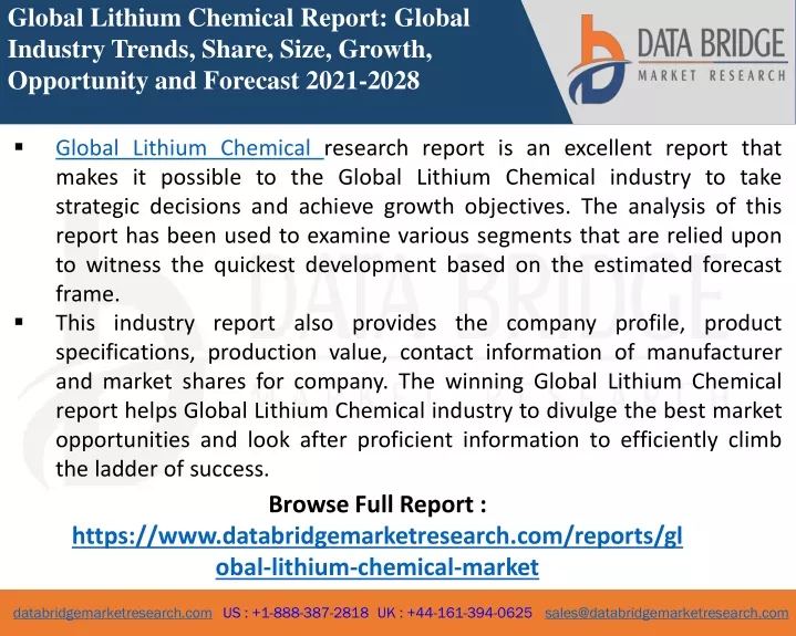 global lithium chemical report global industry