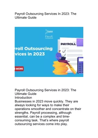 Payroll Outsourcing Services In 2023