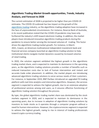 algorithmic tradin g market growth opportunities