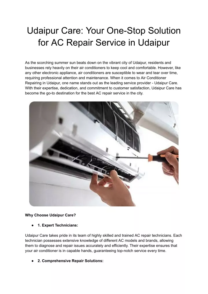 udaipur care your one stop solution for ac repair