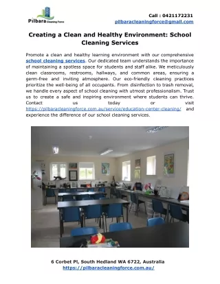 Creating a Clean and Healthy Environment School Cleaning Services